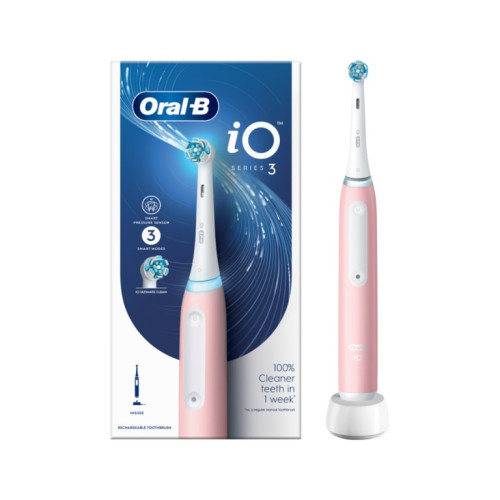 Braun Oral-B iO Series 3 充電電動牙刷 - 粉色 | 磁力驅動系統 | 壓力感應 | 香港行貨