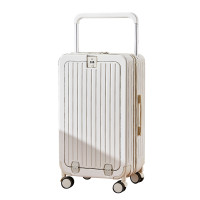 Saikit 中置寬桿抗摔行李箱 - 白色(26寸) | USB+TC充電口 | 摺叠杯架+側邊小挂鈎 Saikit 中置寬桿抗摔行李箱 - 白色(26寸) | USB+TC充電口 | 摺叠杯架+側邊小挂鈎