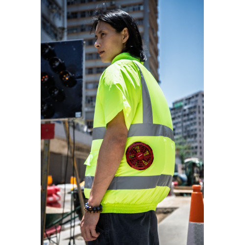 TUMAX 空調服 2025新款 XSTRAP Standard 24V 涼感空調服【短袖套裝】 黃色帶反光條  3XL碼