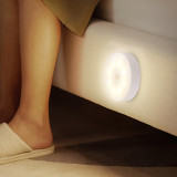 LED圓形充電磁吸小夜燈 － 三色光 | 人體/光感應 | 按鍵控制開關