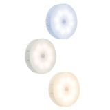 LED圓形充電磁吸小夜燈 － 三色光 | 人體/光感應 | 按鍵控制開關