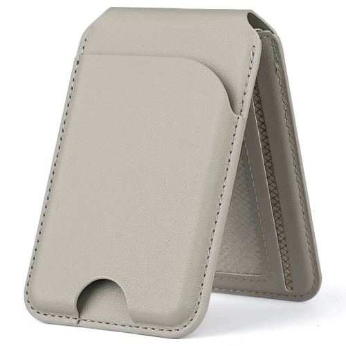 適用 iPhone MagSafe 磁吸卡包 - 灰白色 | 卡夾手機支架二合一｜輕薄便攜 | 強力磁吸穩固