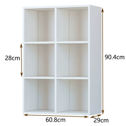 簡約方格儲物木櫃-白色6格（60*29*90cm） | 16mm厚板 | 全四邊精細封邊