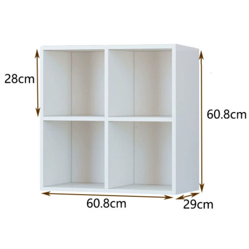 簡約方格儲物木櫃-白色4格（60*29*60cm） | 16mm厚板 | 全四邊精細封邊