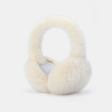 秋冬季防風加絨仿兔毛保暖耳罩-白色 | 可摺疊收納 | 蓬鬆軟糯 | 保暖蓄熱