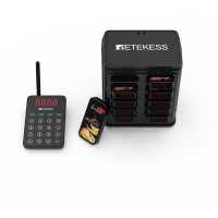 RETEKESS TD177可壁掛取餐呼叫器-1拖10 | IP67防水 | 500米工作距離 | 一鍵編程 | 自動排序