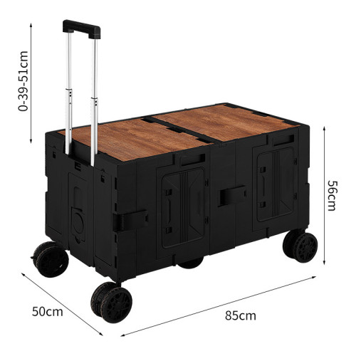 可折疊戶外露營車-大號黑色 | 全地形越野輪 | 省力把手設計 | 150L裝載量 | 360°萬向滾輪