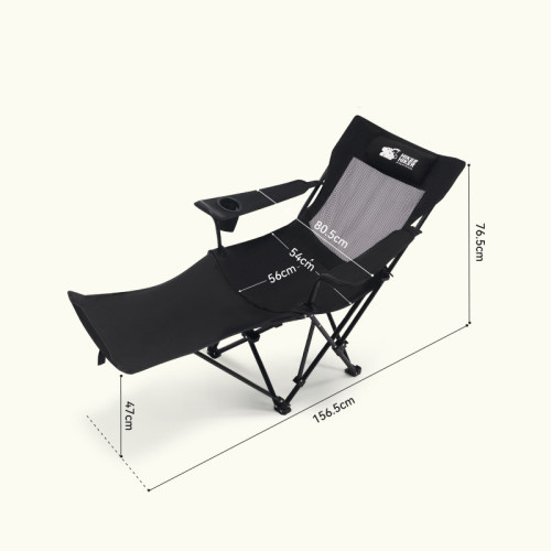 可調式摺疊躺椅-黑色（網面）| 快拆腳托 | 床椅兩用 | 四檔調節 | 240公斤高承重
