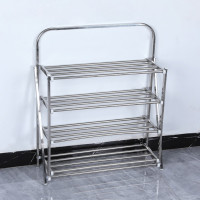 多層大容量不鏽鋼鞋架-摺疊4層 | 高74cm*長60cm*寬22cm | 合理間距 | 穩固承重