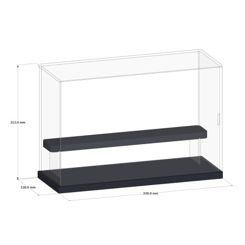 透明手辦展示盒-2層階梯 | 防塵易潔 | 帶門設計 | 組裝簡單