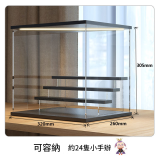 透明手辦展示盒-4層階梯+燈光 | 防塵易潔 | 帶門設計 | 組裝簡單