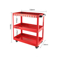 綠林 多層手推車-升級款紅色 | 720*360*785mm | 總承重75kg | 靜音剎車輪 | 配零件盒+插槽（送掛鉤）