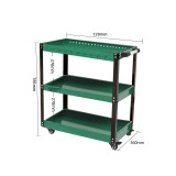 綠林 多層手推車-升級款綠色 | 720*360*785mm | 總承重75kg | 靜音剎車輪 | 配零件盒+插槽（送掛鉤）