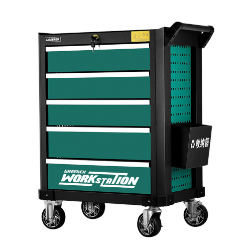 綠林 抽屜式工具小推車-Y-05五抽 | 靜音承重輪 | 超大儲存空間 | 指紋開鎖+應急鑰匙 | 可存10枚指紋