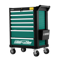 綠林 抽屜式工具小推車-Y-07七抽（綠） | 靜音承重輪 | 超大儲存空間 | 指紋開鎖+應急鑰匙 | 可存10枚指紋