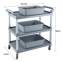 多功能三層收餐車-中號推車+3盆 | 酒店/餐廳適用 | 堅固耐用 | 不易變形 | 厚實材料