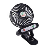 HADATA F95E 便攜式帶底夾手持芭蕉扇 - 黑色 | 3檔風速 | 5cm夾距 | 底夾可拆卸