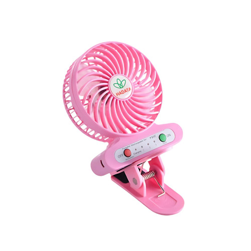 HADATA F95E 便攜式帶底夾手持芭蕉扇 - 粉色 | 3檔風速 | 5cm夾距 | 底夾可拆卸