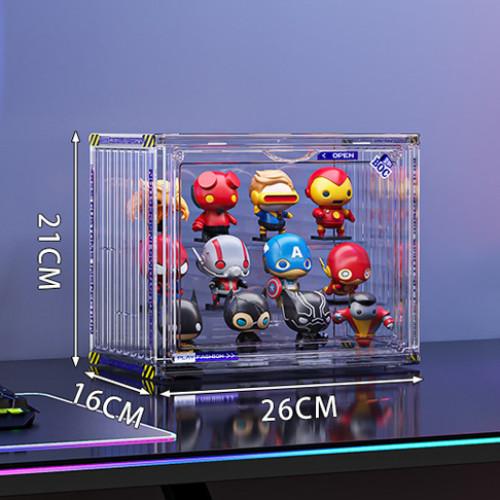 防潮防水手辦展示盒-透明中號 | 21*16*26cm | 三層階梯