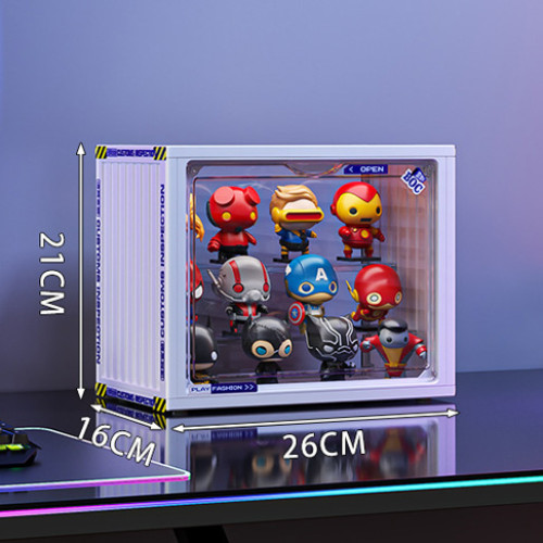 防潮防水手辦展示盒-白色中號 | 21*16*26cm | 三層階梯