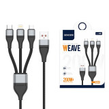SENDEM 200W 三合一編織快充線 （三星/蘋果15專用） | 長1000mm | 支援三台設備同時充電