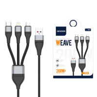 SENDEM 200W 三合一編織快充線 (三星/蘋果15專用) | 長1000mm | 支援三台設備同時充電 SENDEM 200W 三合一編織快充線 (三星/蘋果15專用) | 長1000mm | 支援三台設備同時充電