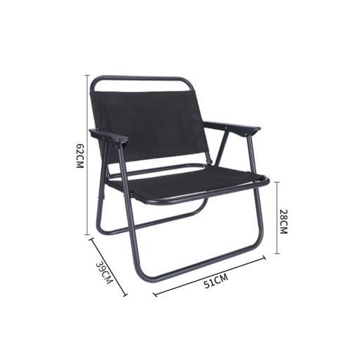 牛津布碳鋼折疊露營椅-圓管 中號 黑色 | 無需安裝 | 坐感舒適 | 即收即走