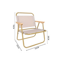 牛津布碳鋼折疊露營椅-圓管 大號 卡其色 | 無需安裝 | 坐感舒適 | 即收即走