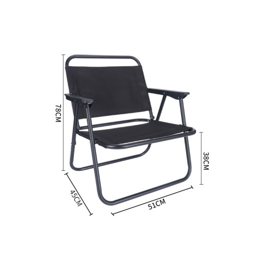 牛津布碳鋼折疊露營椅-圓管 大號 黑色 | 無需安裝 | 坐感舒適 | 即收即走