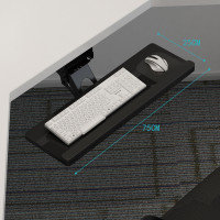 多功能人體工學鍵盤抽屜-平面款 75*25CM 黑色 | 360°可旋轉 | 輕鬆收納 | 超强承重性能