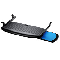 多功能鍵盤滑軌托盤-黑色托盤+滑鼠板 | ABS材質 | 靜音滑軌 | 堅固耐用