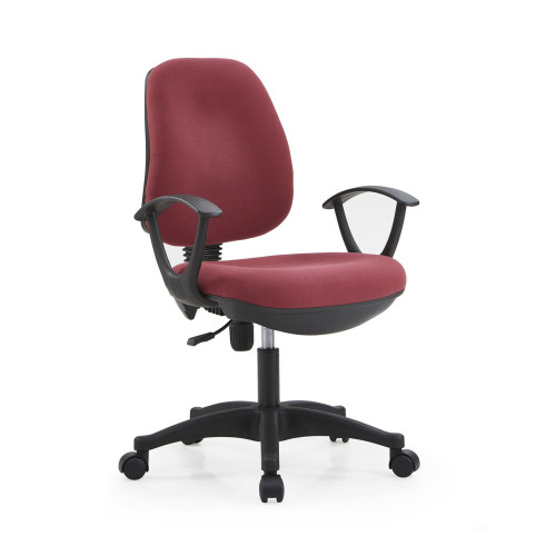 簡約辦公電腦椅-深紅色 | 麻絨布面 | 加厚座椅背 | 四季皆宜