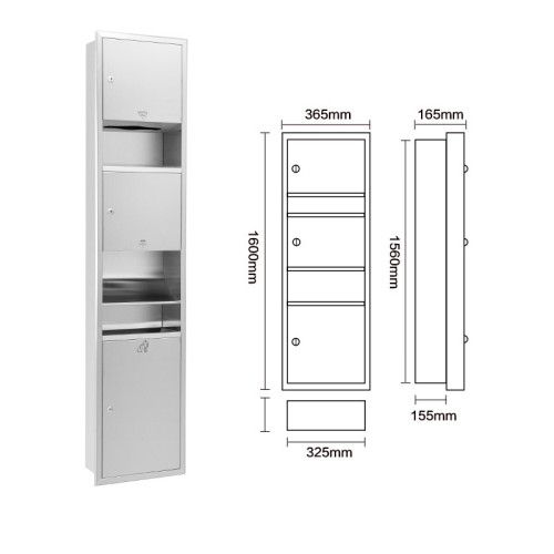 不銹鋼多功能紙巾盒-1600mm 嵌入式 經典款 | 超大空間設計 | 耐磨防刮花 | 典雅高貴質感