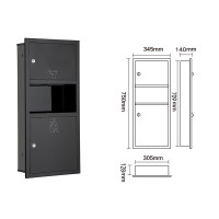 不銹鋼多功能紙巾盒-750mm 嵌入式 黑色 | 超大空間設計 | 耐磨防刮花 | 典雅高貴質感