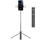 M05SP藍牙自拍杆130cm配雙燈-黑色 | 7節伸縮桿 | 一鍵拍照 | 專業補光