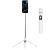 M05SP藍牙自拍杆130cm配雙燈-白色 | 7節伸縮桿 | 一鍵拍照 | 專業補光