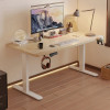 D06家用單電機升降書桌（白腿）-原木色 120*70cm | 南洋楹木 | 承重提升 | 低噪升降