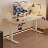 D06家用單電機升降書桌（白腿）-原木色160*60cm | 南洋楹木 | 承重提升 | 低噪升降