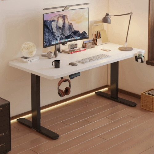 D06家用單電機升降書桌（黑腿）-白色 80*60cm | 南洋楹木 | 承重提升 | 低噪升降