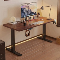 D06家用單電機升降書桌（黑腿）-胡桃色 160*60cm | 南洋楹木 | 承重提升 | 低噪升降