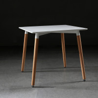 北歐伊姆斯簡約餐桌-白色 120*80*75cm | 櫸木桌腿 | 時尚氛圍 | 多場景適用