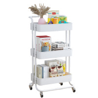 多層移動收納推車-白色 | 升級萬向輪設計 | PP鏤空網籃 | 容量大占地小