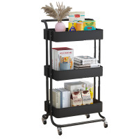 多層移動收納推車-黑色 | 升級萬向輪設計 | PP鏤空網籃 | 容量大占地小