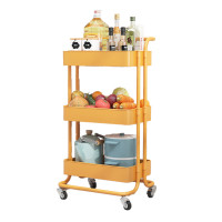 多層移動收納推車-黃色 | 升級萬向輪設計 | PP鏤空網籃 | 容量大占地小