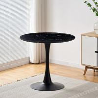 北歐岩板小圓桌 - 理石紋桌面+黑腿| 防水/防污/防油/無異味桌面 | 邊緣光滑