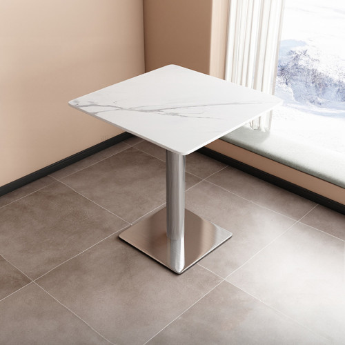 意式輕奢餐桌-方桌（不銹鋼腳） | 硬度級別高 | 超低吸滲率 | 環保安全