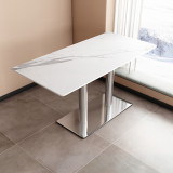 意式輕奢餐桌-長桌（不銹鋼腳） | 硬度級別高 | 超低吸滲率 | 環保安全