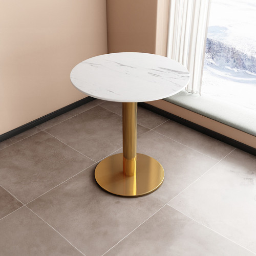 意式輕奢餐桌-圓桌（金腳） | 硬度級別高 | 超低吸滲率 | 環保安全