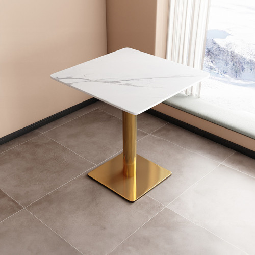 意式輕奢餐桌-方桌（金腳） | 硬度級別高 | 超低吸滲率 | 環保安全