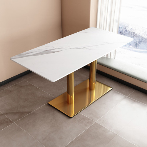 意式輕奢餐桌-長桌（金腳） | 硬度級別高 | 超低吸滲率 | 環保安全